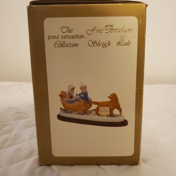 Paul Sebastian Sleigh Ride Dog & Children Porcelain Figurine - Picture 4 of 5